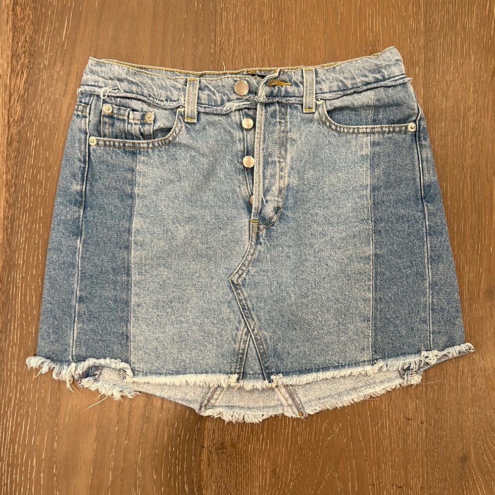 reformation jean skirt size 2